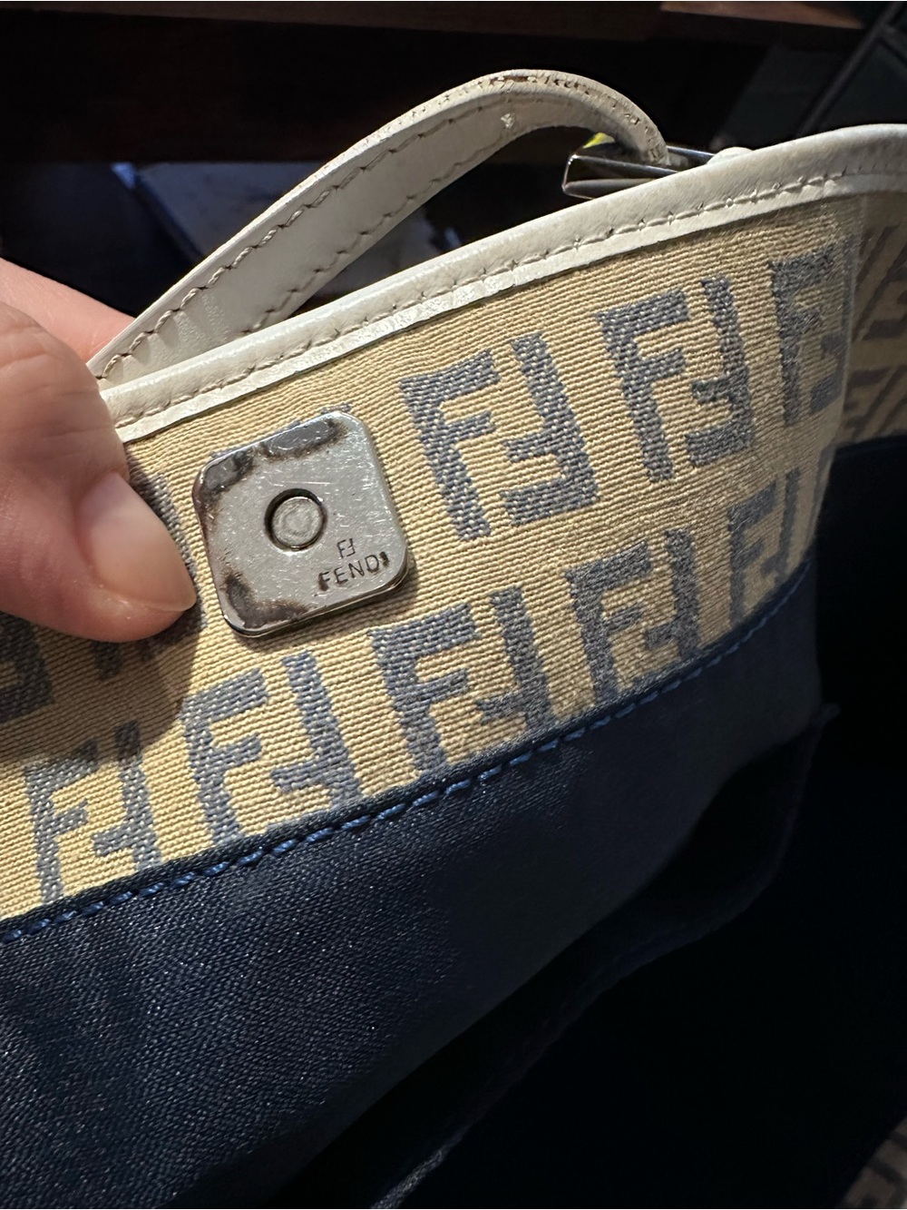 Beautiful Fendi Blue Brown Tote - Picture 12 of 13